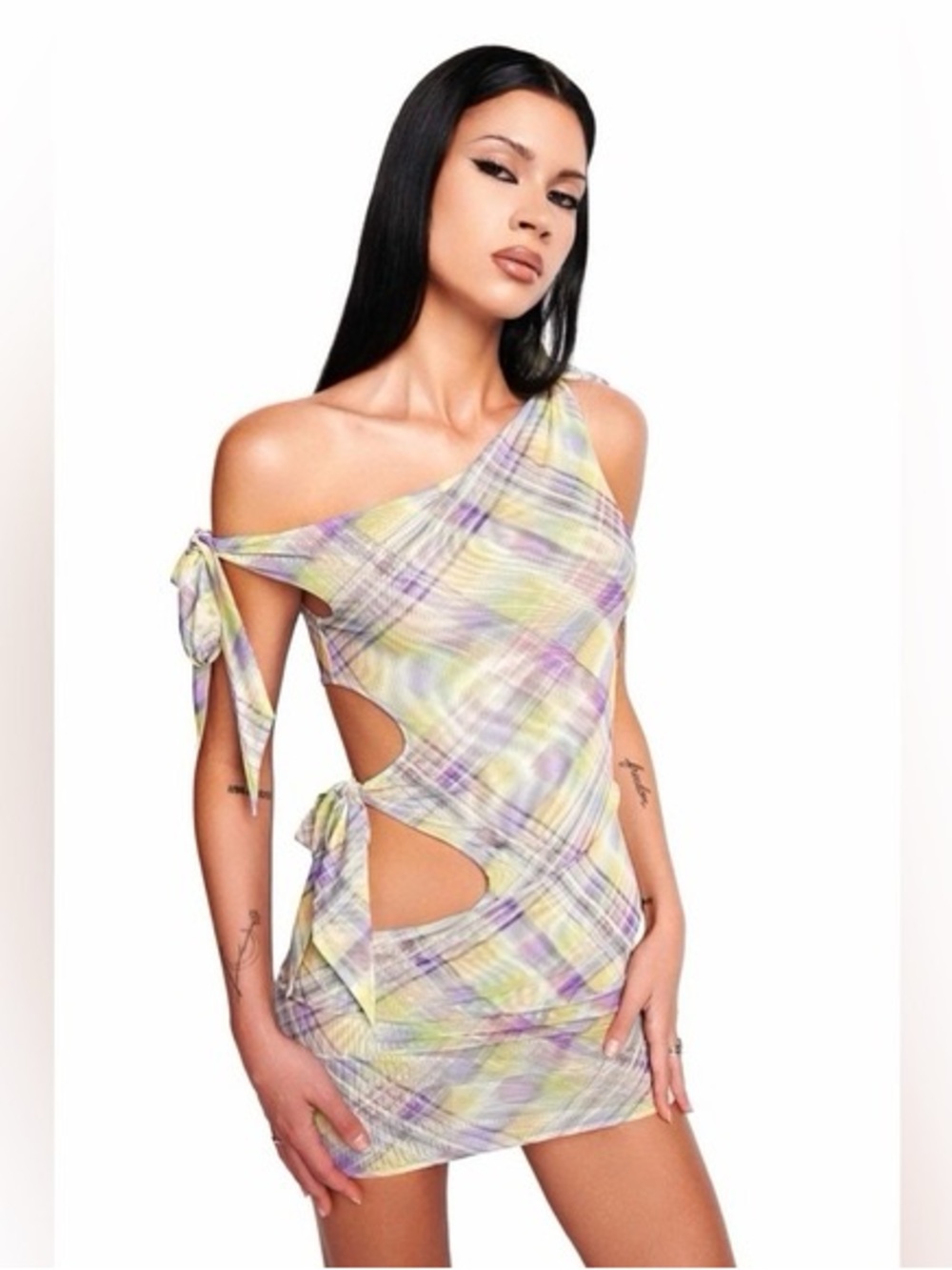 I AM GIA Plaid Cut Out Dress Small